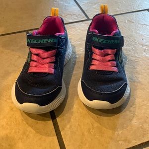 Little girls Sketchers running shoes size 11.5 blue and pink